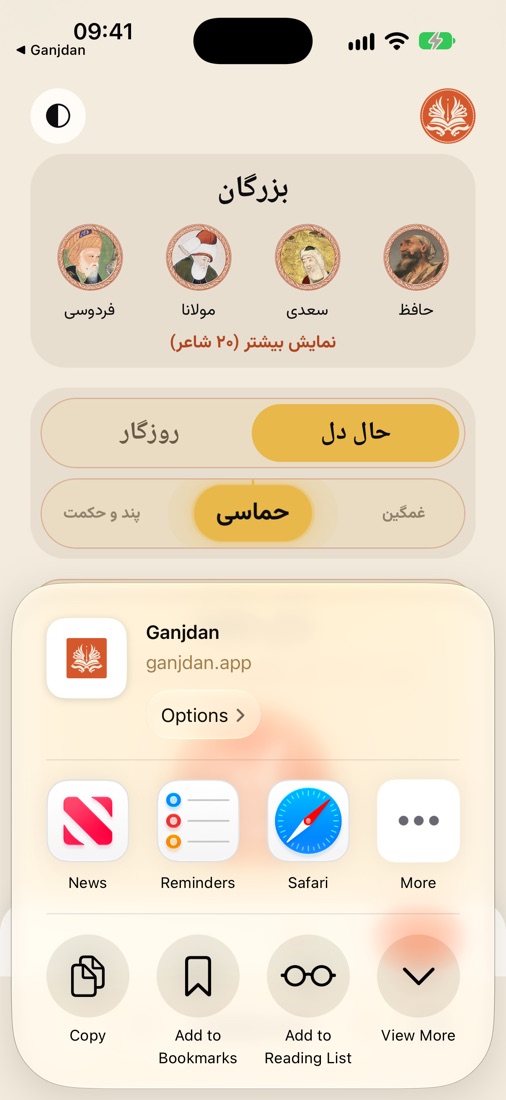 ۳. پایین برگه «بیشتر» (View More) را بزنید.